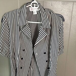 Michelle Stuart Black and White Striped Blazer